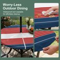 thumbnail image 5 of Round Outdoor Tablecloth with Umbrella Hole and Zipper, Navy Blue Red Stripe Tablecloth with Elastic Waterproof, Modern Art Horizontal Striped Patio Table Covers for 55" - 60" Picnic Pool Tables, 5 of 9