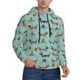 thumbnail image 2 of Rateoe Dachshund Dog Puppy Pattern Mens Hoodie, Pullover Hooded Sweatshirt, Kangaroo Pocket Hoodie Ideal for Daily Wear, Travel and Home-X-Large, 2 of 7