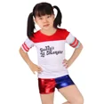 thumbnail image 5 of Disfraz de Halloween para niñas, camisa de monstruo del equipo Harley Quinn, chaqueta estampada, camisa, pantalones cortos, guantes, Cosplay de Quinn, nuevo, 5 of 5