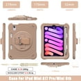 thumbnail image 3 of Dteck for Case for iPad Mini 7 (A17 Pro) 2024/ Mini 6 8.3", Heavy Duty Shockproof Rugged Cover with Hand Strap 360 Degree Rotatable Kickstand Protective with Shoulder Strap Cover, Lightbrown, 3 of 11