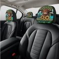 thumbnail image 6 of Renewold American Tribal Highland Cow Sunflower Car Seat Covers Set for Front Rear Seats, with Keychain Headrest Cover Coasters Handbrake Cover Gear Shift Cover Universal Fit, Pack of 11, 6 of 7
