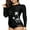 Black, variant on BeautyIn Rush Guards For Women Long Sleeve Rashguard Swimsuit Round Neck Sun Protection Print Close-fitting UPF 50+ WIth Gloves Sun Protection
