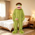 thumbnail image 6 of HaCpiu Big Mouth Monster Onesie Fun with Shoes, Mini Froggie Pajamas Funny Goofy Onesies Character Jumpsuit, Cozy Hooded Fleece Sleepwear Loungewear Theme Party Holiday Halloween Outfit, 6 of 16
