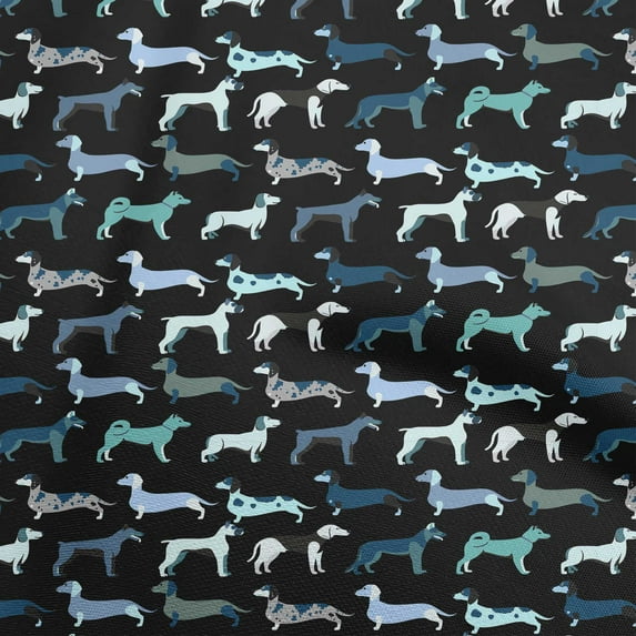 oneOone Cotton Poplin Black Fabric Dog Sketch Fabric For Sewing Printed Craft Fabric By The Yard 56 Inch Wide