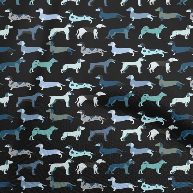 oneOone Polyester Spandex Black Fabric Dog Sketch Craft Projects Decor Fabric Printed By The Yard 56 Inch Wide