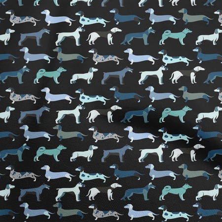 oneOone Velvet Black Fabric Dog Sketch Dress Material Fabric Print Fabric By The Yard 58 Inch Wide