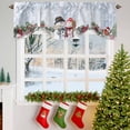 thumbnail image 3 of Christmas Tie Up Valances Curtain, Cute Winter Snowman Snowing Scenery Wood Grain Adjustable Rod Pocket Short Window Treatment Tie Up Curtains Valances for Kitchen Living Room Bathroom 60x18 Inches, 3 of 9
