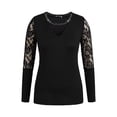 thumbnail image 3 of Enwejyy Round Neck Hot Rhinestones Long Sleeve Lace Women Blouse, 3 of 4