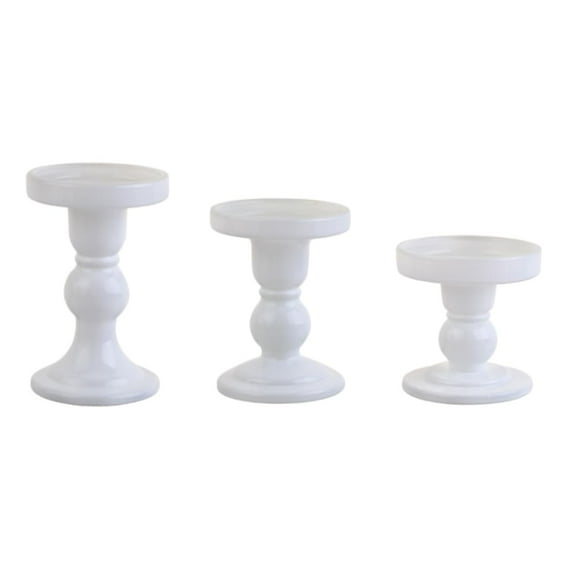 Set de portavelas BTGLLAS de cristal blanco con soporte de cristal