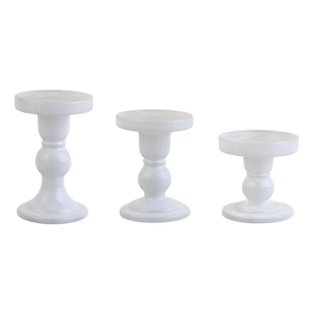 Set de portavelas BTGLLAS de cristal blanco con soporte de cristal