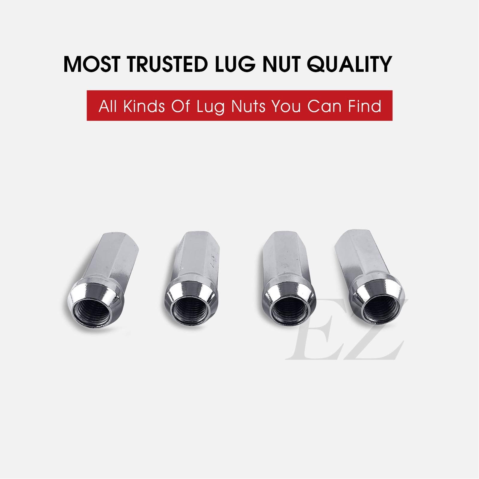 EZAccessory 20 Long Open End Bulge Acorn Lug Nuts 9/16" Thread 3/4" Long 1.9" Chrome