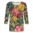 thumbnail image 4 of VBTAPA 3/4 Length Sleeve Womens Tops Casual Loose Fit Crewneck T Shirts Plus Size Spring Summer Tees Sales of Today Multicolor XXXL, 4 of 6