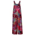 thumbnail image 4 of Women Floral Print Jumpsuit Loose Bib Overalls Casual Baggy Bib Pants Boho Wide Leg Suspender Pants with Pockets, 4 of 6