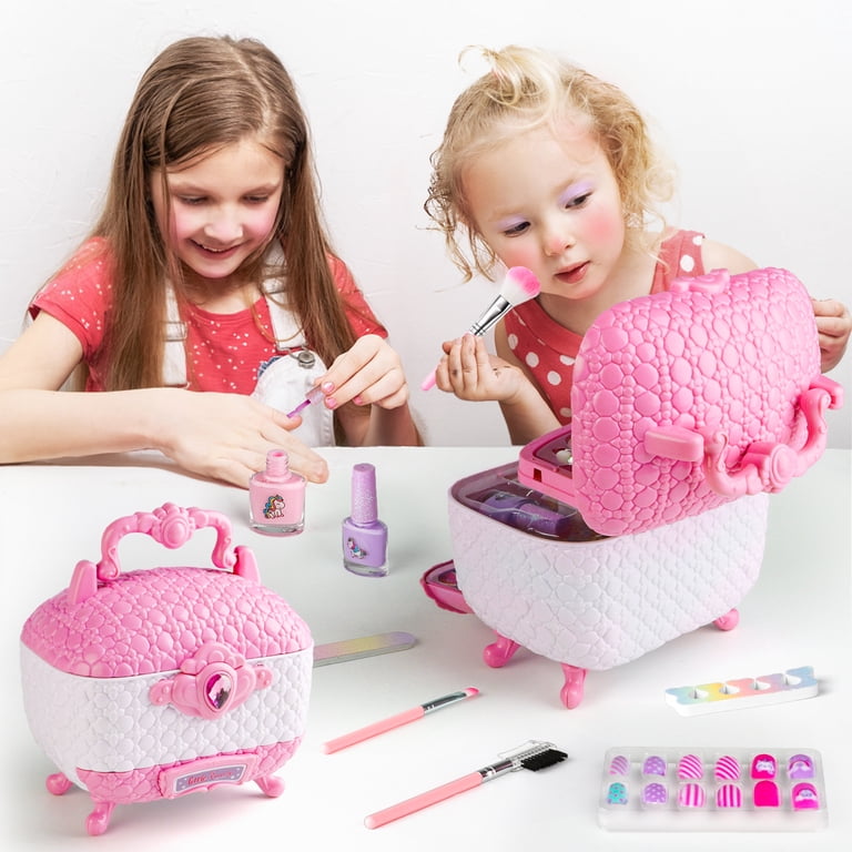 Freecat Kids Makeup Kit, Washable Play Set with Mirror, Blush