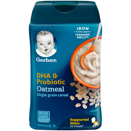 GERBER DHA & Probiotic Oatmeal Baby Cereal, 8 oz (Pack of (Gerber Organic Oatmeal Vs Earth's Best)