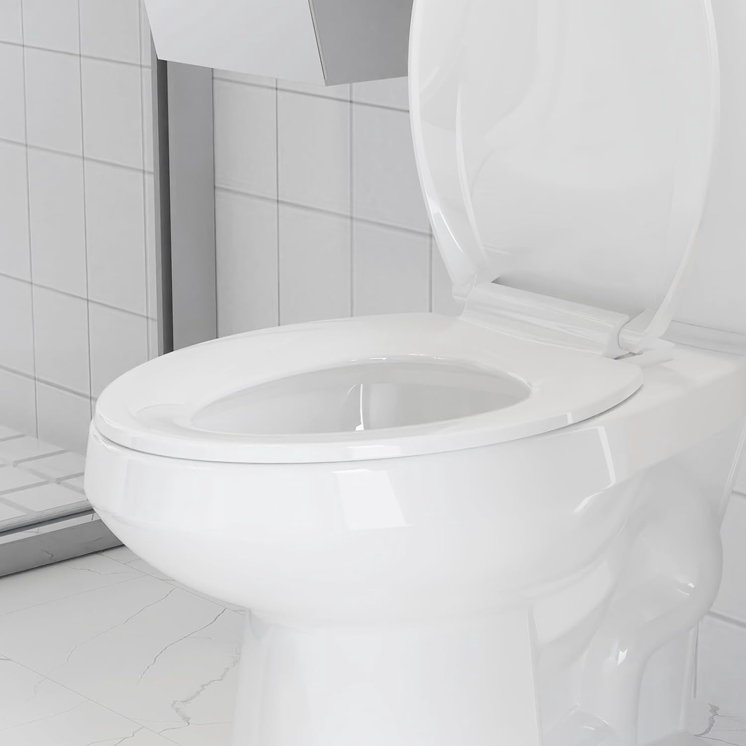 M optimized Toilet Seat, Plastic Toilet Seat With Soft Close, Never Loosen, Easy Clean, 17inch / 19inch Round Toilet Seat, Elongated Toilet Seat
