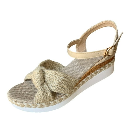 

PEASKJP Sandals for Women Casual Summer Open Toe Strappy Sandals for Women Sandals for Women Cute Sandals Summer Sandals for Women (Khaki 8)