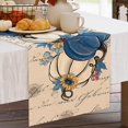 thumbnail image 6 of Fall Blue White Pumpkin Table Runner, Autumn Thanksgiving Sunflower Eucalyptus Leaves Kitchen Dining Table Decoration, Seasonal Indoor Outdoor Home Decor Party Supply 13 x 36 Inch, 6 of 6
