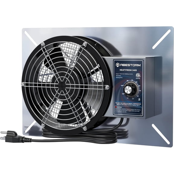 Abestorm  Crawlspace Ventilation Fans 540CFM IP-55 Grade Basements Vent Fan 8.7 inches Ventilator Fan with Freeze Protection Thermostat Dehumidistat for Crawl Space Basement Attic Garage, Exhaust