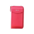 thumbnail image 1 of Jumpingount Cartera de cuero PU para mujer, cremallera de Color sólido, tarjetero de estilo Simple, bolsillo para monedas, compartimento para Bolsas de mensajero y de hombro Rosa roja, 1 of 6