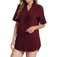 thumbnail image 1 of adviicd Femmes T-Shirts pour Femmes T-Shirts Décontractés à Manches Courtes Coton Dames Rouge, XL, 1 of 5