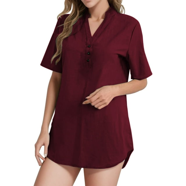 adviicd Femmes T-Shirts pour Femmes T-Shirts Décontractés à Manches Courtes Coton Dames Rouge, XL