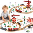 thumbnail image 1 of Set de tren TOY Life, 80 unidades, con grúa y locomotora para niños de 4 a 8 años, 1 of 8