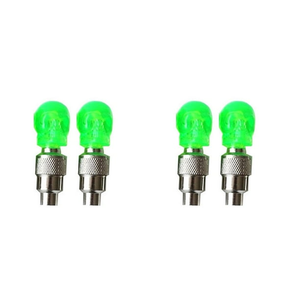 Soidarity 2 piezas Auto Bicicletas Válvula Luz Carretera Bicicleta Neumático Tapa Coche Ciclismo Iluminación Noche Montar Seguridad Jinete Verde 2piezas