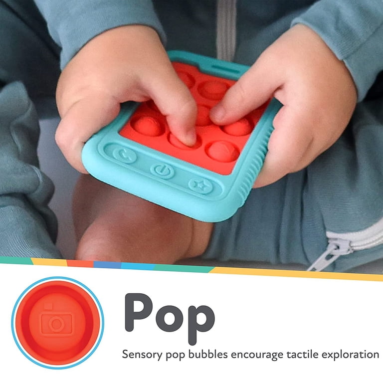 Nuby Giggle Bytes Sensory Popper Teething Toy, Coral/Aqua photo 3