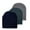 Black, Dark Grey, Heather Grey, variant on Empire Cove Short Uncuffed Knit Beanie 3 Pack Set of Black, Royal, Navy