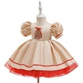 thumbnail image 6 of BFHHYA Toddler Girls Christmas Princess Dress Embroidered Puff Sleeve Tulle Tutu Skirt Wedding Flower Girl Dress for Weddings & Holiday (6M-3Y), 6 of 9