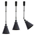 thumbnail image 1 of FSLiving Adjustable Height Track Pendnat Light J-Type Retractable Lift Track Spotlight with Telescoping Rod Adjustable Gimbaled Lamp-Post Juno Track Industrial Deep Cone Lamp, Black - 3 Lights, 1 of 7