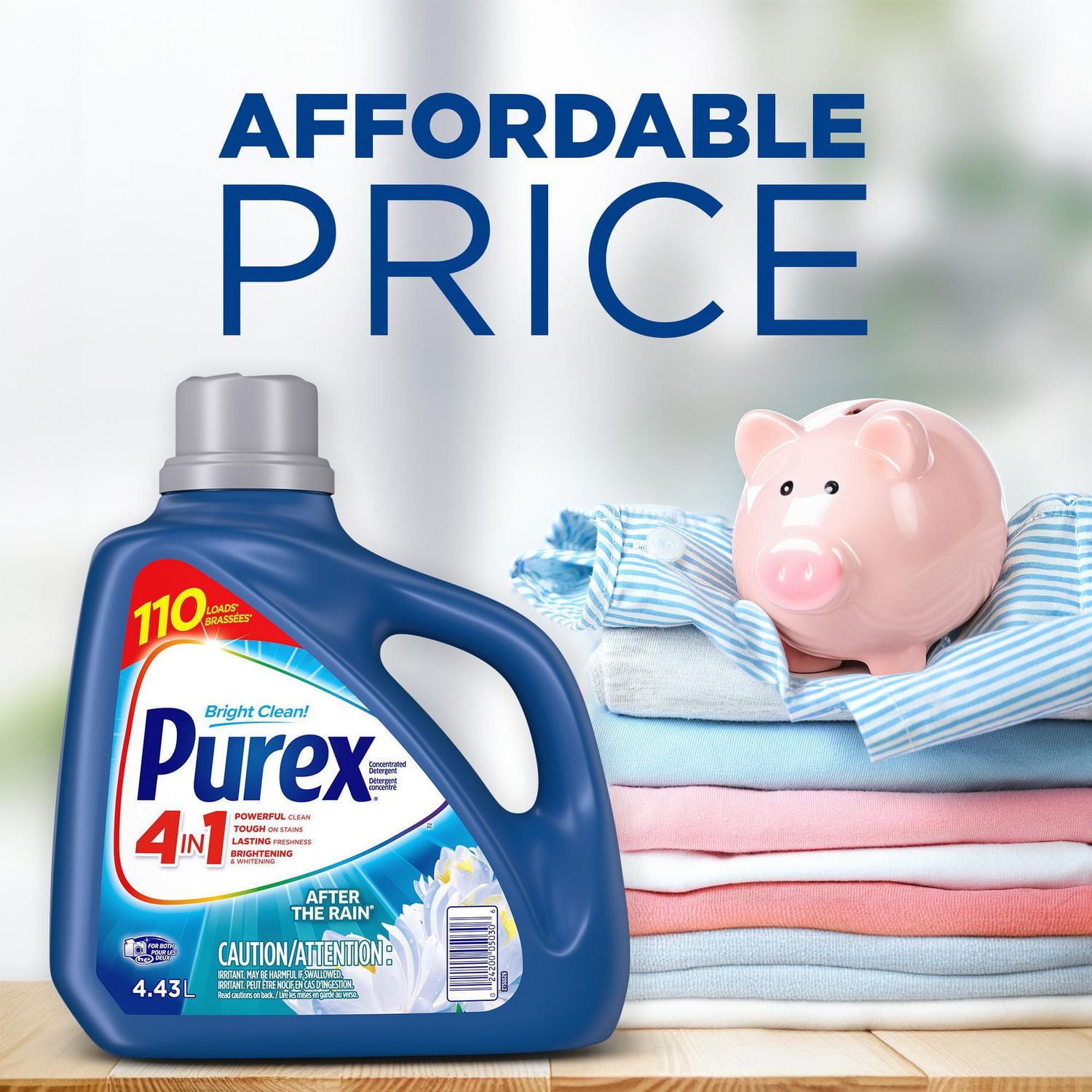 Purex 4 in 1 Concentrated Liquid Laundry Detergent, After The Rain, 4.43 Litres, 110 Wash Loads, 4.43L, 110 Loads