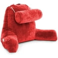 thumbnail image 3 of XXL Husband Pillow Red Backrest with Arms - Reading Pillow with Shredded Memory Foam, Ultra-Comfy Removable Microplush Cover & Detachable Neck Roll - Unmatched Support Sit Up Pillow for Bed, 3 of 9