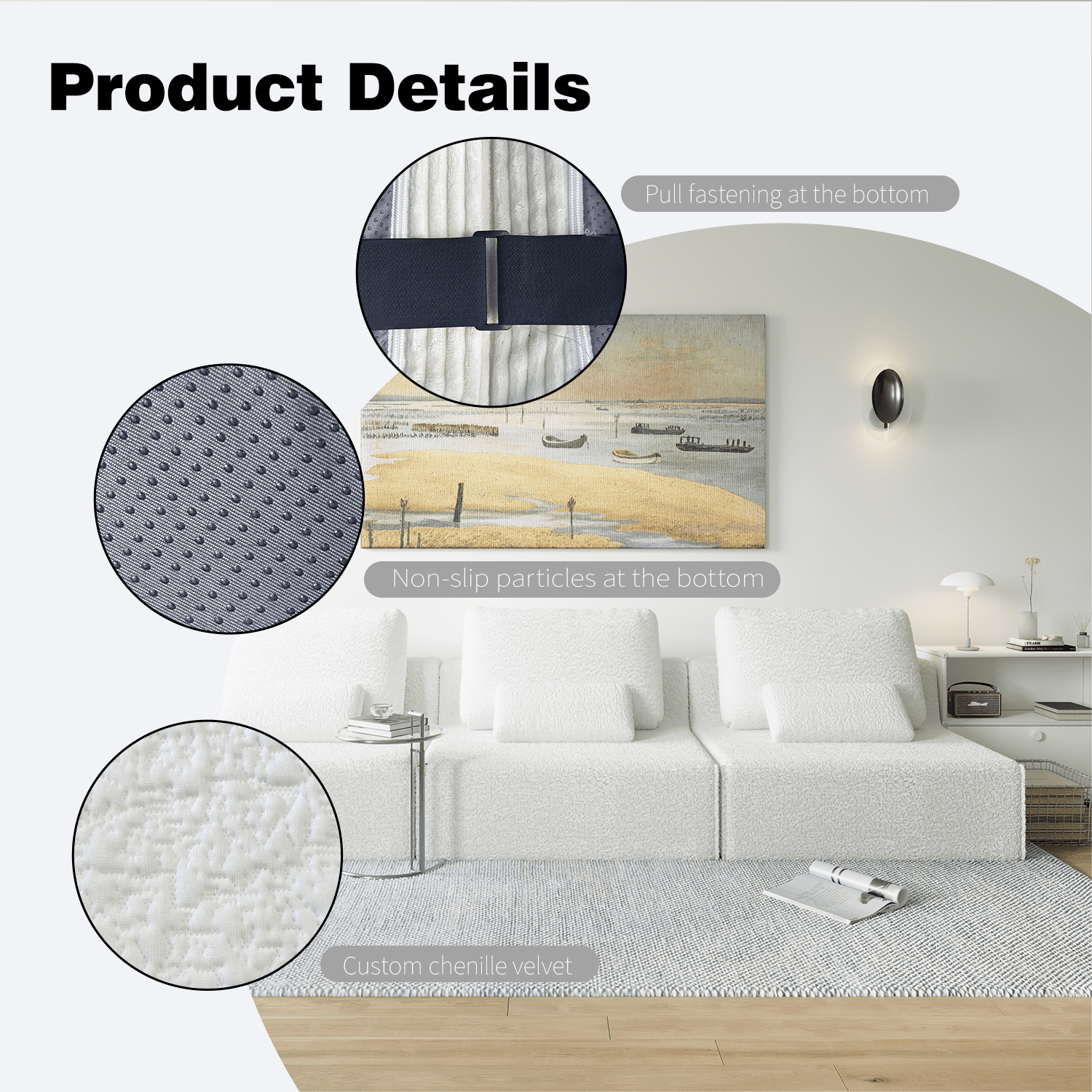 Homy Casa Oversized Boucle Modular Sectional Sofa, Luxury Foam-Filled Floor Couch