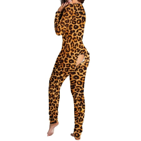 

fvwitlyh Eyelet Jumpsuit Women s Sleepwear Jumpsuit Button-Down Print Functional Buttoned Adults Romper plus Size Footed Pajamas