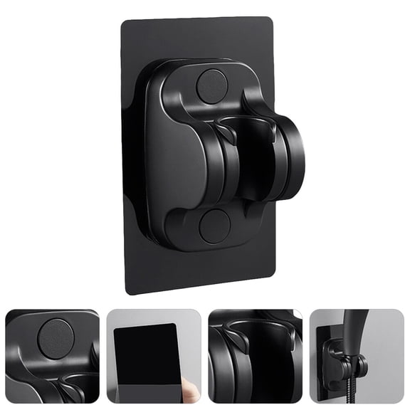 ifundom 1Pc Punch Free Shower Head Holder Black Adjustable Bathroom Shower Head Bracket Durable Design