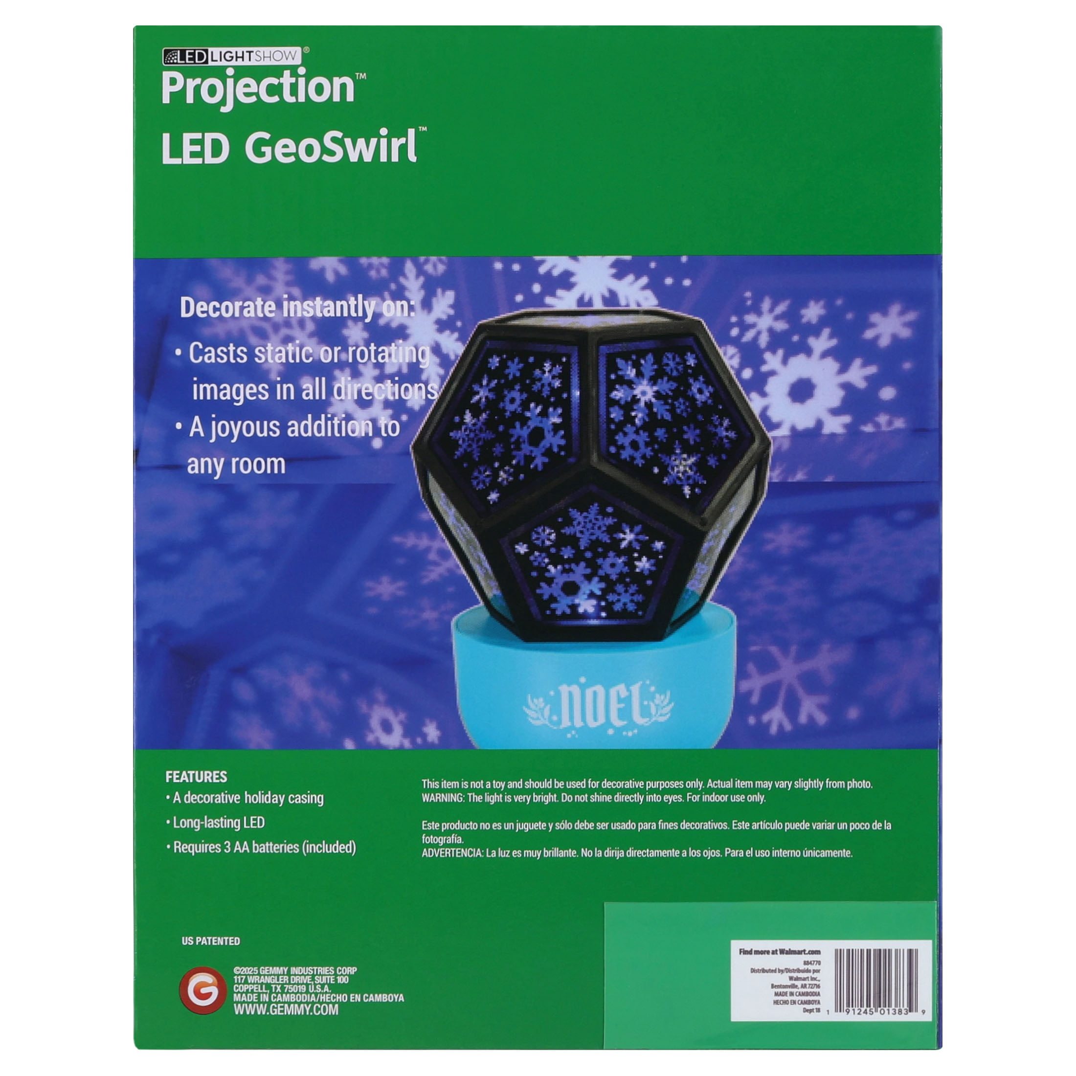 Christmas Tabletop Geo Swirl Snowflake Lightshow Illuminations Blue Projector Light