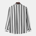 thumbnail image 3 of Camisa a rayas para hombre, manga larga, cuello vuelto, blusa holgada con botones para uso diario y trabajo, 3 of 5