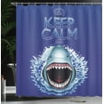thumbnail image 4 of Ambesonne Dark Blue Shower Curtain, Wild Shark Hunter, 69"Wx84"L, White and Blue, 4 of 5