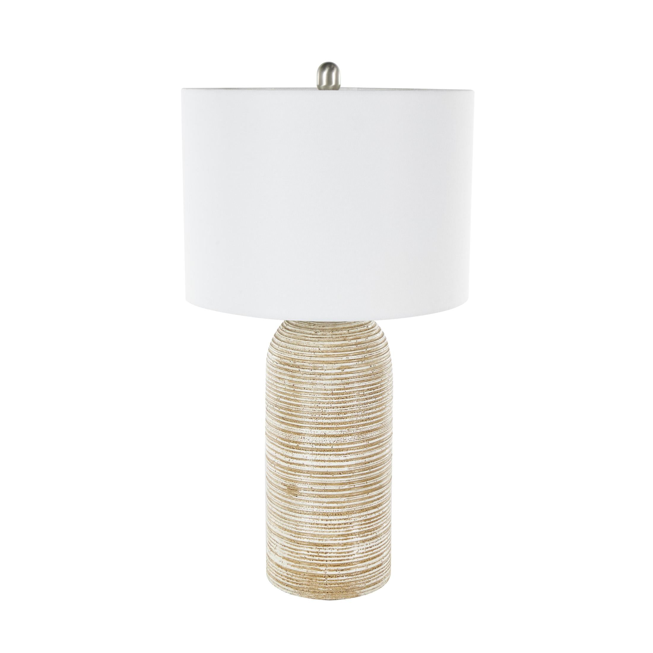 DecMode 27" Brown Table Lamp with White Linen Shade