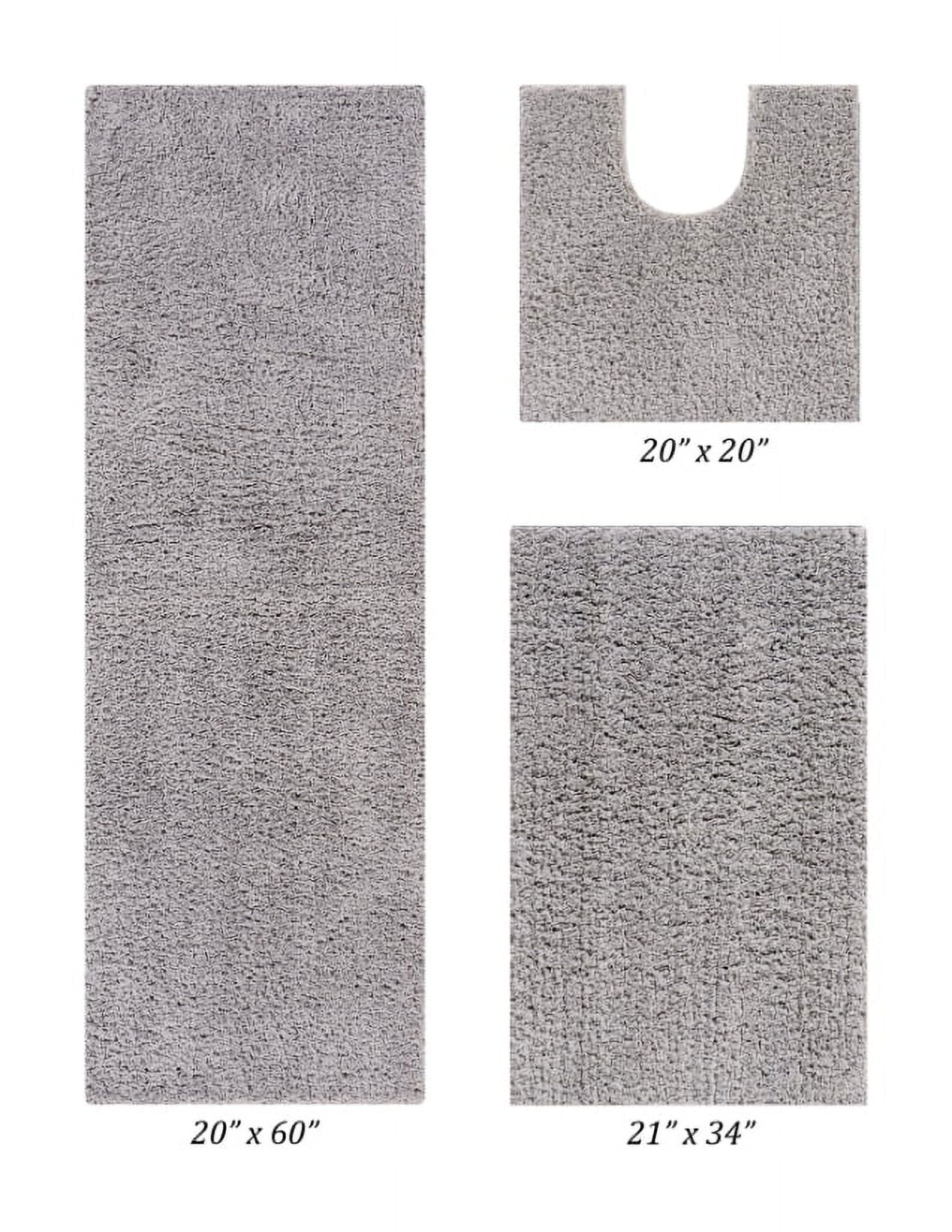 Better Trends 3 Piece Bathroom Rug Set 100% Polyester Bath Rug, Water Absorbent Non-Slip Bath Mat Machine Washable Micro Plush Collection - Gray