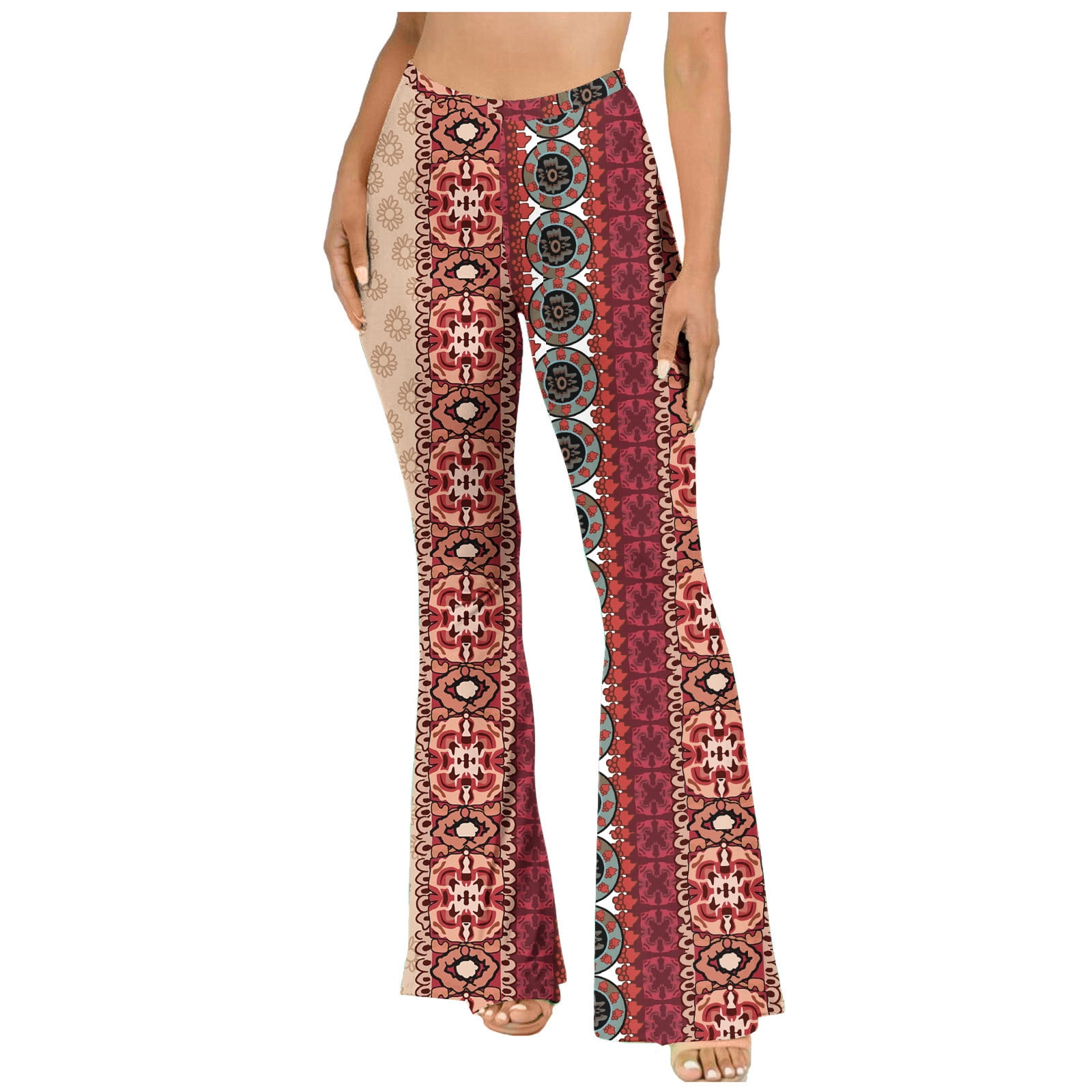 Fankiway Women'S Boho Hippie High Waist Wide Leg Long Flared Bell