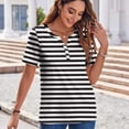 thumbnail image 5 of BVOFAR Womens Trendy Striped Tops 2025 Short Sleeve V Neck Button Shirts Summer Casual Color Block Tunics, 5 of 8