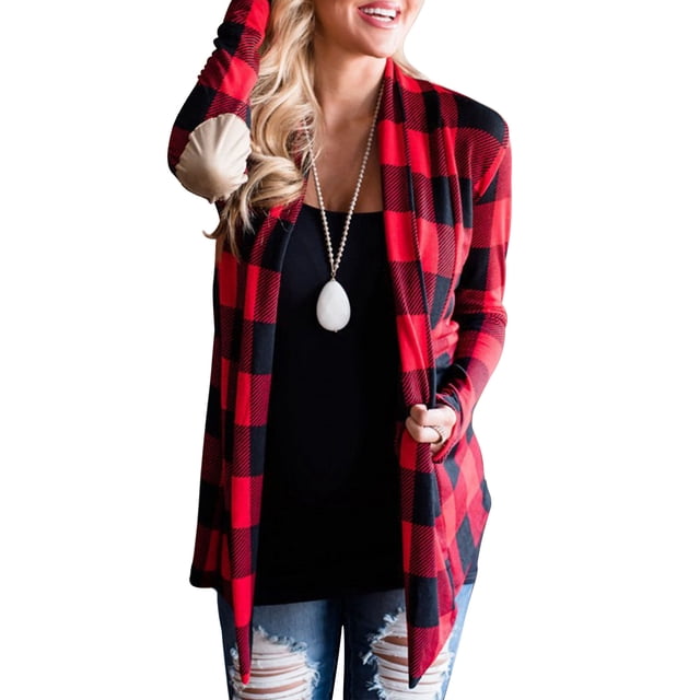 Camisa de mujer de manga larga a cuadros chaqueta suelta para niña con botones de poliéster blusa informal para mujer ropa, XXL sidaley AP003842-05