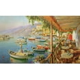 thumbnail image 2 of Obuchovsky, Yury 18x12 Black Ornate Wood Framed with Double Matting Museum Art Print Titled - Cafe near Sea, 2 of 4
