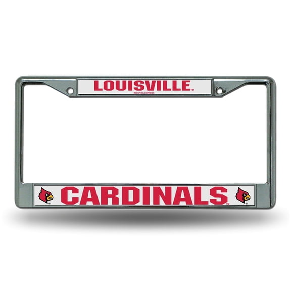 Louisville Red Bird Cardinal's - 12" x 6" Standard Size - Chrome Metal License Plate Frame