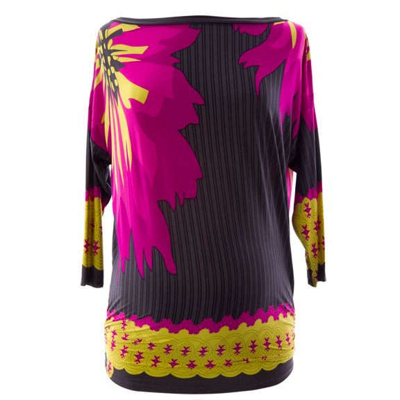 Olian Women's Bold Floral Boat Neck Stefani Maternity Top X-Small Multicolor