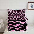 thumbnail image 5 of Homewish Pink Wave Stripes Full Size Comforter Sets,Abstract Modern Bedding Comforter Set,Black Reversible,3pcs,1 Comforter and 2 Pillowcases, 5 of 7