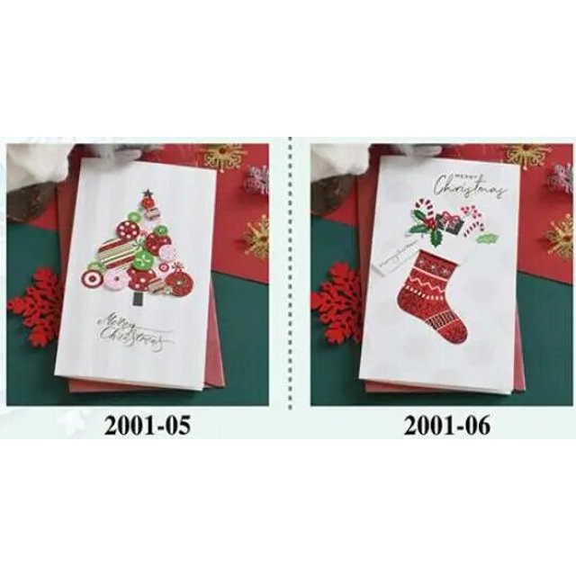 Tarjeta de Navidad de 2 piezas, tarjeta de mensaje de regalo de Navidad, tarjeta de Feliz Navidad de brillo a mano